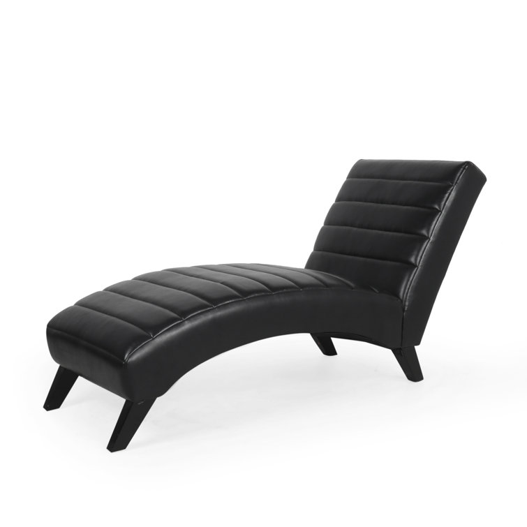 Black faux best sale leather chaise lounge